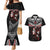 New Zealand Maori Girl Couples Matching Mermaid Dress and Hawaiian Shirt Silver Fern and Koru Pattern LT03 Black - Polynesian Pride