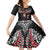 New Zealand Maori Girl Family Matching Puletasi and Hawaiian Shirt Silver Fern and Koru Pattern LT03 Daughter's Dress Black - Polynesian Pride