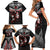 New Zealand Maori Girl Family Matching Short Sleeve Bodycon Dress and Hawaiian Shirt Silver Fern and Koru Pattern LT03 - Polynesian Pride