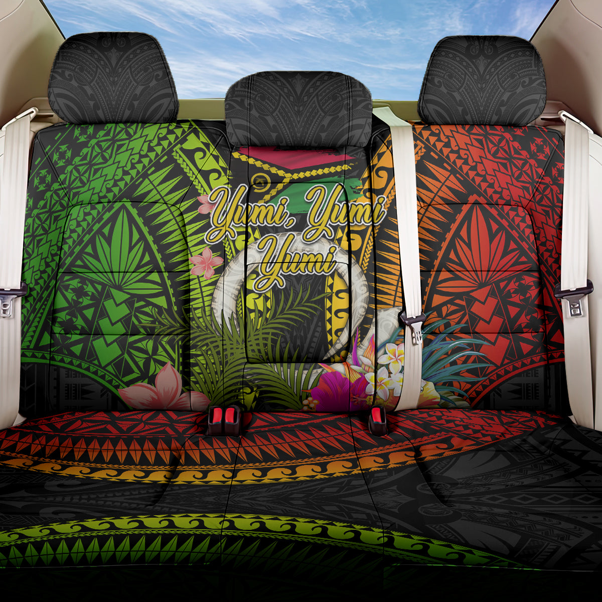 Vanuatu Independence Day Back Car Seat Cover Tugeta Yumi Selebretem Indipendens Dei LT03 One Size Black - Polynesian Pride