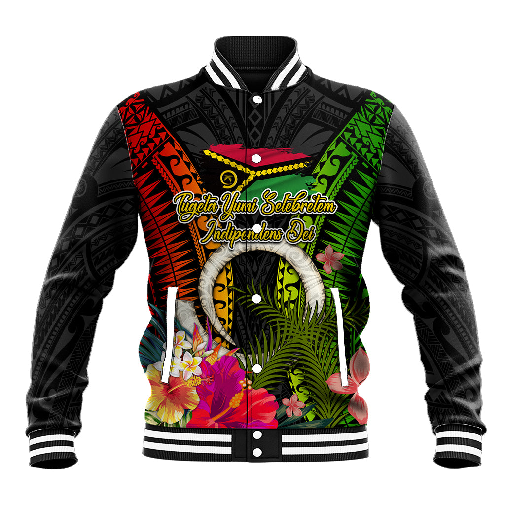 Vanuatu Independence Day Baseball Jacket Tugeta Yumi Selebretem Indipendens Dei LT03 Unisex Black - Polynesian Pride