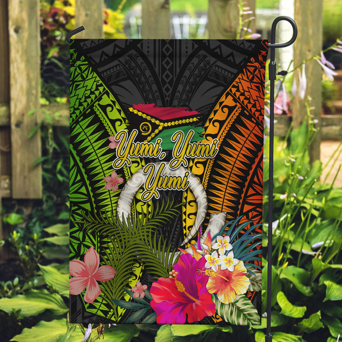 Vanuatu Independence Day Garden Flag Tugeta Yumi Selebretem Indipendens Dei LT03 Garden Flag Black - Polynesian Pride