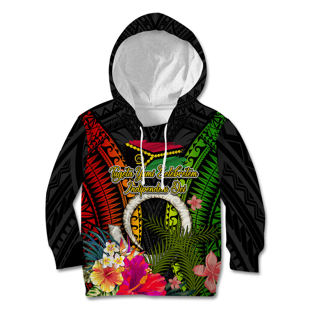 Vanuatu Independence Day Kid Hoodie Tugeta Yumi Selebretem Indipendens Dei LT03 Hoodie Black - Polynesian Pride