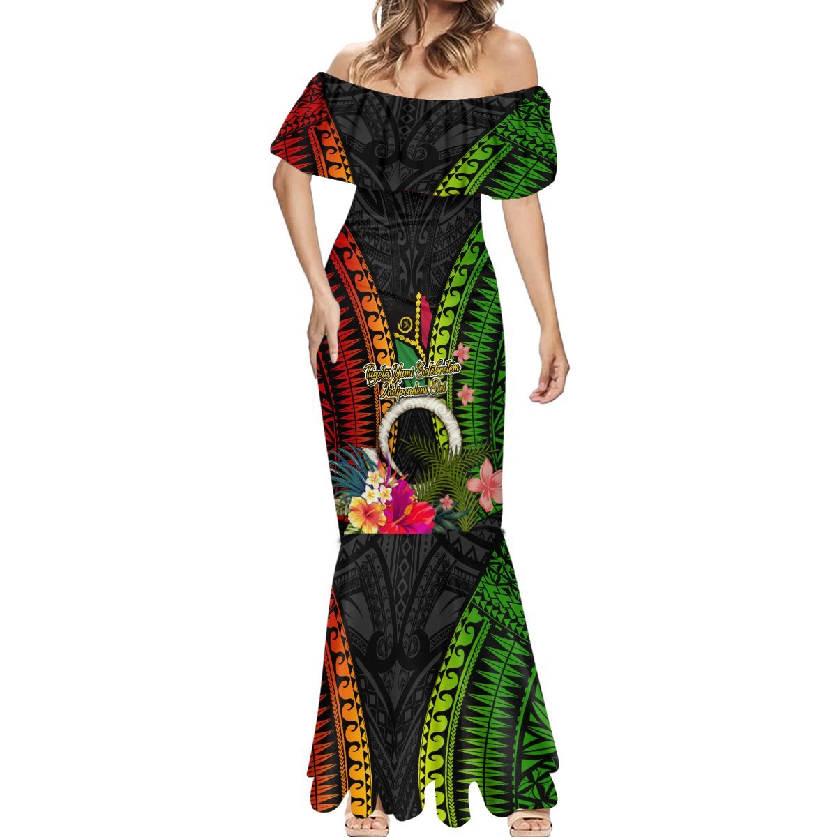Vanuatu Independence Day Mermaid Dress Tugeta Yumi Selebretem Indipendens Dei LT03 - Polynesian Pride