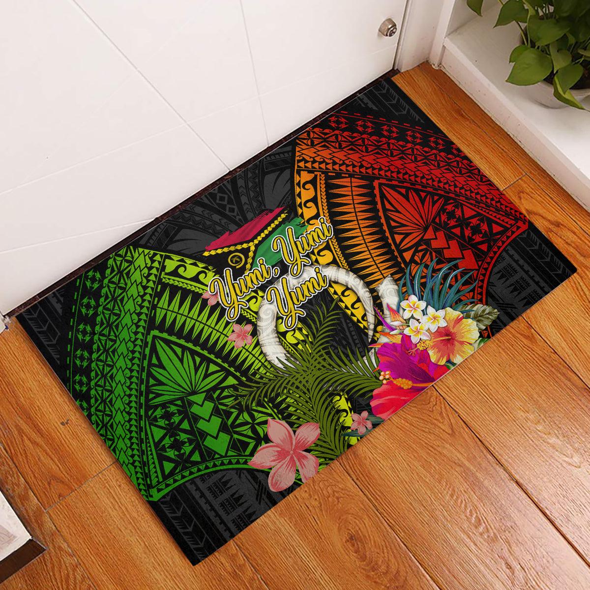 Vanuatu Independence Day Rubber Doormat Tugeta Yumi Selebretem Indipendens Dei LT03 Black - Polynesian Pride