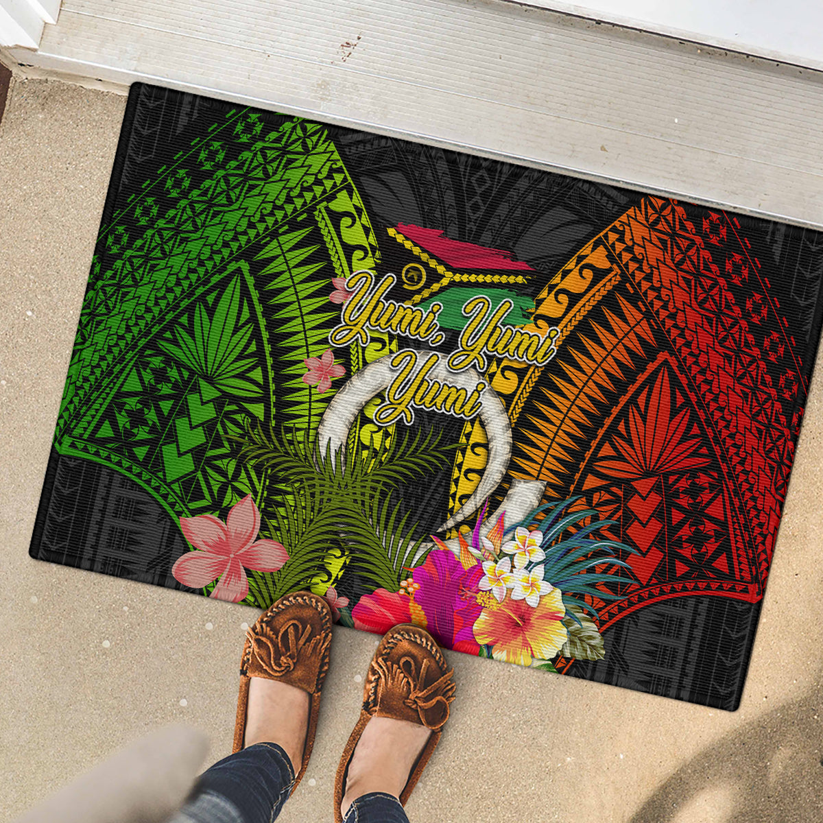 Vanuatu Independence Day Rubber Doormat Tugeta Yumi Selebretem Indipendens Dei LT03 - Polynesian Pride