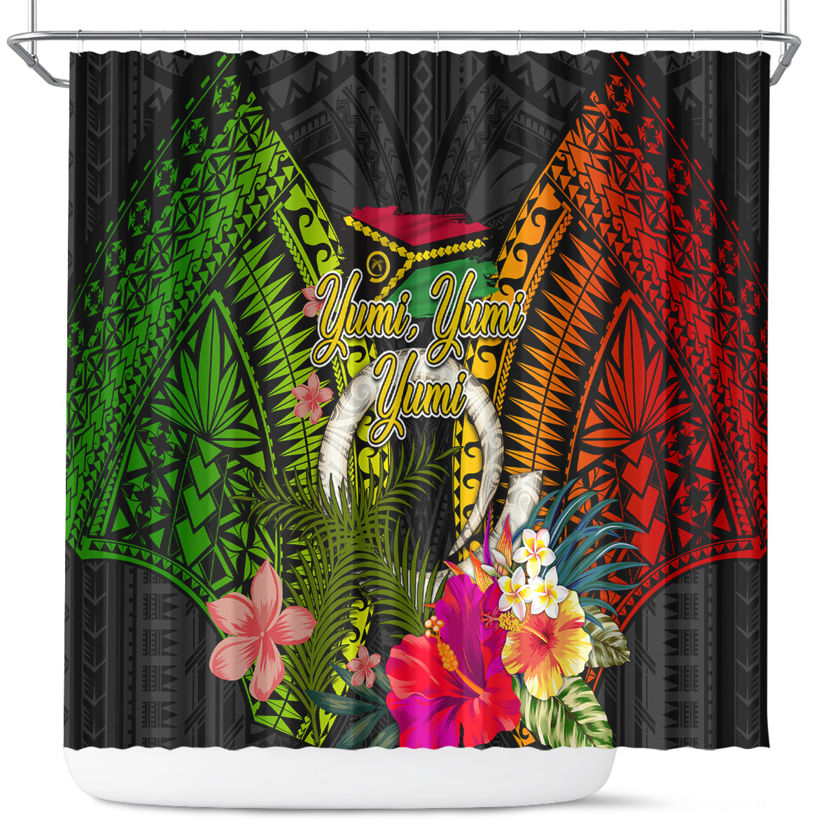 Vanuatu Independence Day Shower Curtain Tugeta Yumi Selebretem Indipendens Dei LT03 Black - Polynesian Pride