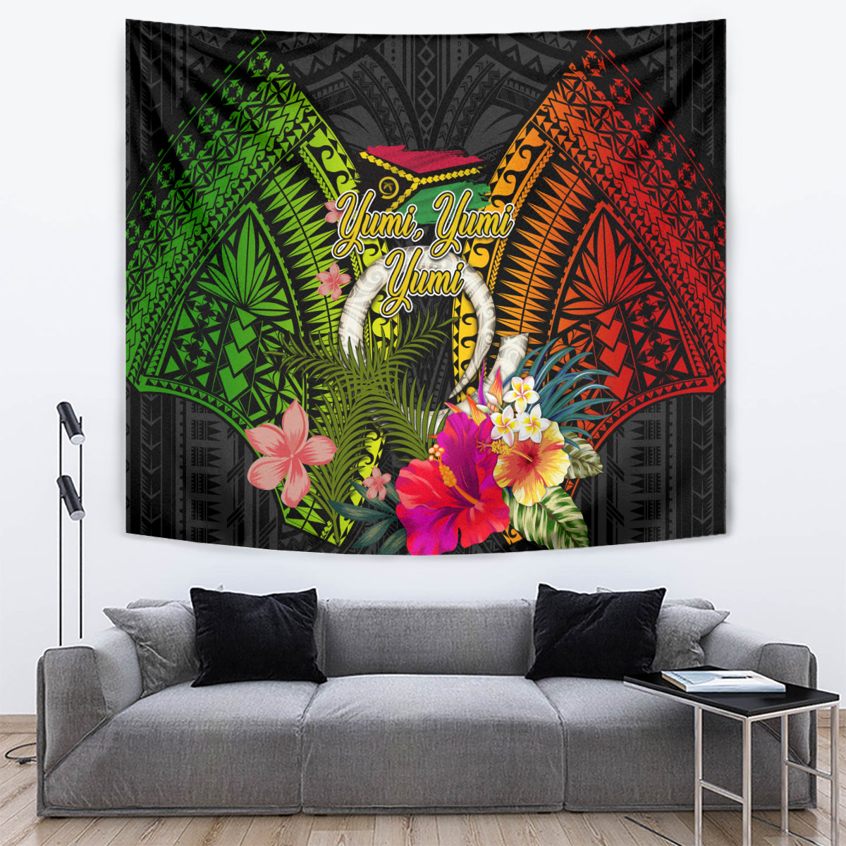 Vanuatu Independence Day Tapestry Tugeta Yumi Selebretem Indipendens Dei LT03 Black - Polynesian Pride
