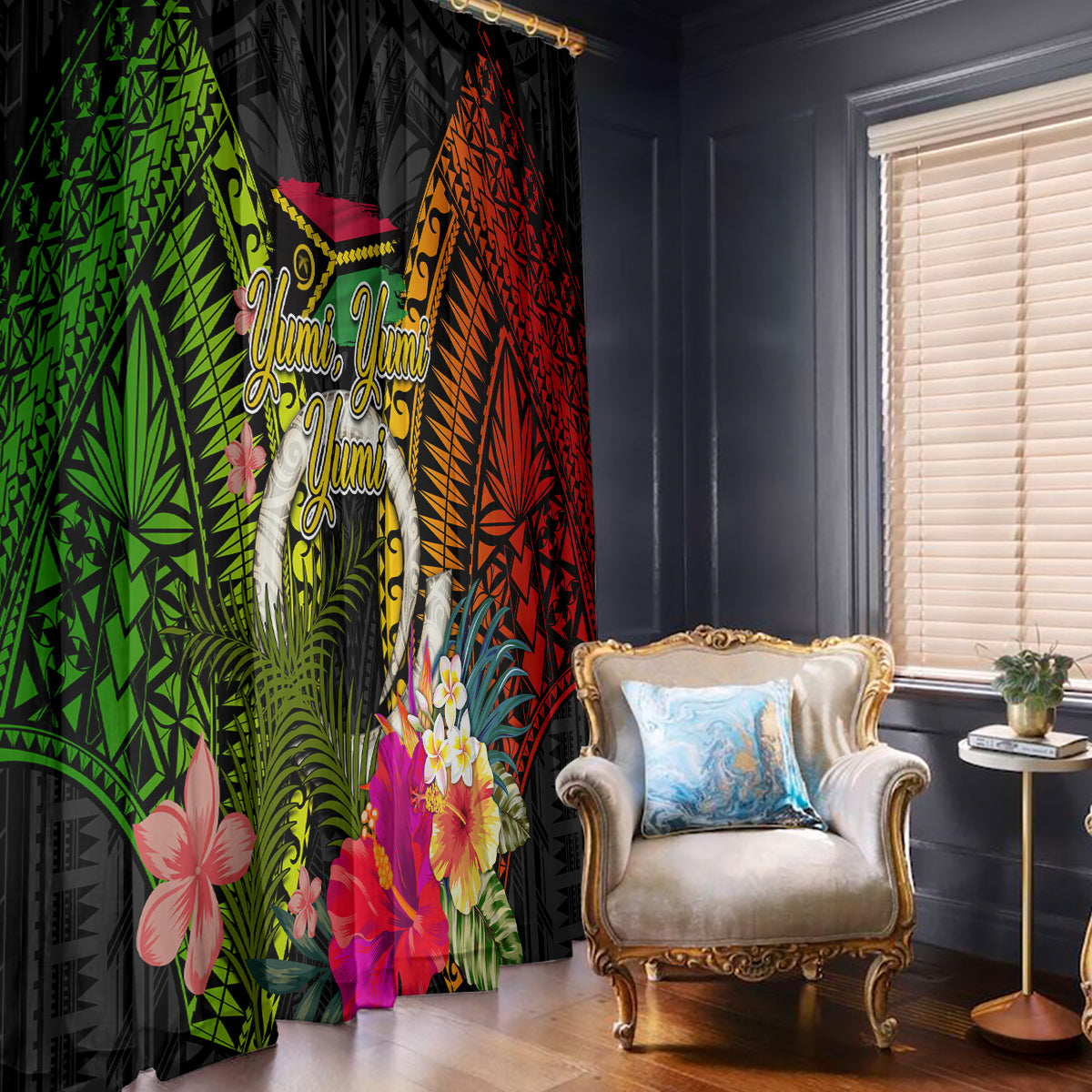 Vanuatu Independence Day Window Curtain Tugeta Yumi Selebretem Indipendens Dei LT03 - Polynesian Pride