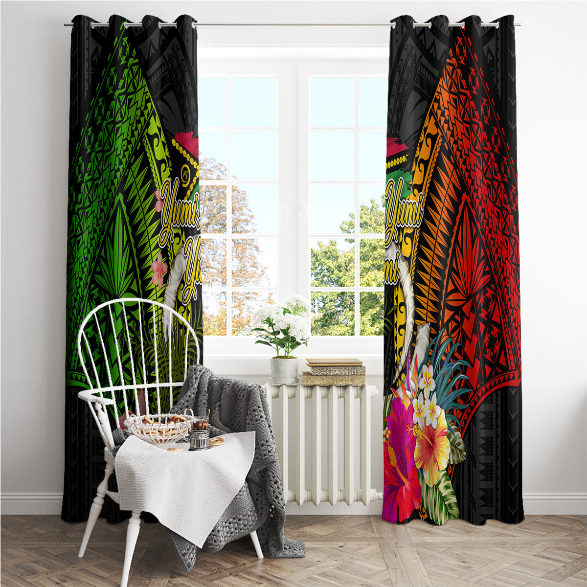 Vanuatu Independence Day Window Curtain Tugeta Yumi Selebretem Indipendens Dei LT03 - Polynesian Pride