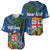 Fiji Independence Day Baseball Jersey Fijian Coat of Arms Palm and Hibiscus Tapa Pattern