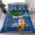 Personalised Fiji Independence Day Bedding Set Fijian Coat of Arms Palm and Hibiscus Tapa Pattern