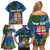 Fiji Independence Day Family Matching Off Shoulder Short Dress and Hawaiian Shirt Fijian Coat of Arms Palm and Hibiscus Tapa Pattern