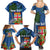 Fiji Independence Day Family Matching Summer Maxi Dress and Hawaiian Shirt Fijian Coat of Arms Palm and Hibiscus Tapa Pattern