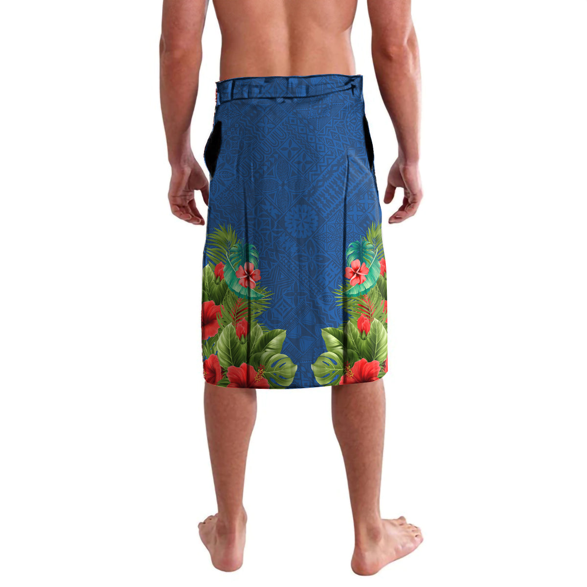 Personalised Fiji Independence Day Lavalava Fijian Coat of Arms Palm and Hibiscus Tapa Pattern LT03 - Polynesian Pride