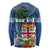 Fiji Independence Day Long Sleeve Shirt Fijian Coat of Arms Palm and Hibiscus Tapa Pattern