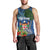 Fiji Independence Day Men Tank Top Fijian Coat of Arms Palm and Hibiscus Tapa Pattern