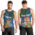 Fiji Independence Day Men Tank Top Fijian Coat of Arms Palm and Hibiscus Tapa Pattern