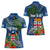 Fiji Independence Day Women Polo Shirt Fijian Coat of Arms Palm and Hibiscus Tapa Pattern