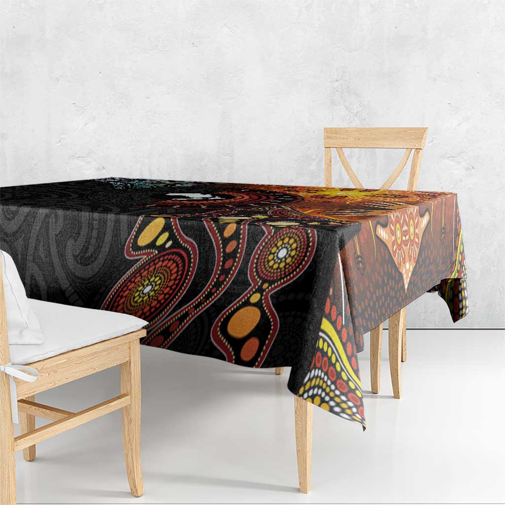 New Zealand and Australia Together Tablecloth Maori Tattoo Paua Shell mix Aboriginal Pattern LT03 - Polynesian Pride