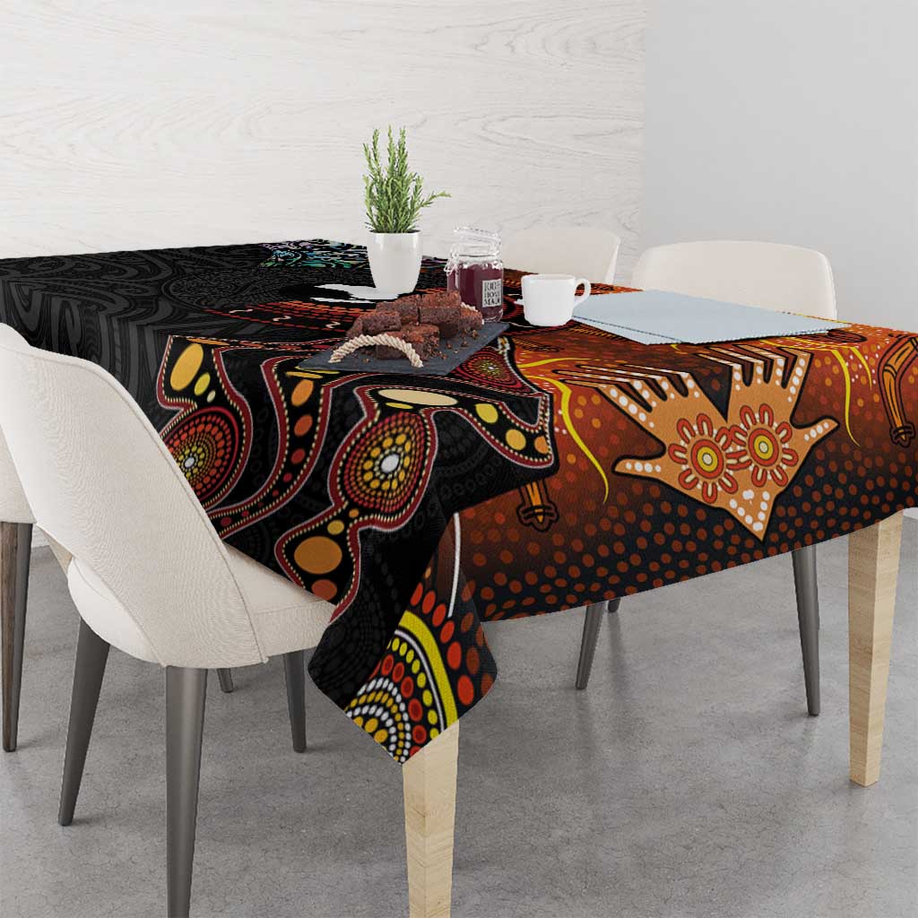 New Zealand and Australia Together Tablecloth Maori Tattoo Paua Shell mix Aboriginal Pattern LT03 - Polynesian Pride