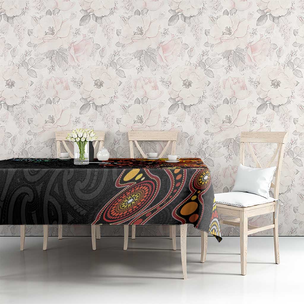 New Zealand and Australia Together Tablecloth Maori Tattoo Paua Shell mix Aboriginal Pattern LT03 - Polynesian Pride