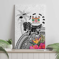 Fiji Iguana Canvas Wall Art Tapa Tribal Tattoo and Hibiscus LT03 - Polynesian Pride