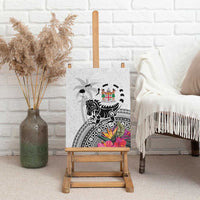 Fiji Iguana Canvas Wall Art Tapa Tribal Tattoo and Hibiscus LT03 - Polynesian Pride