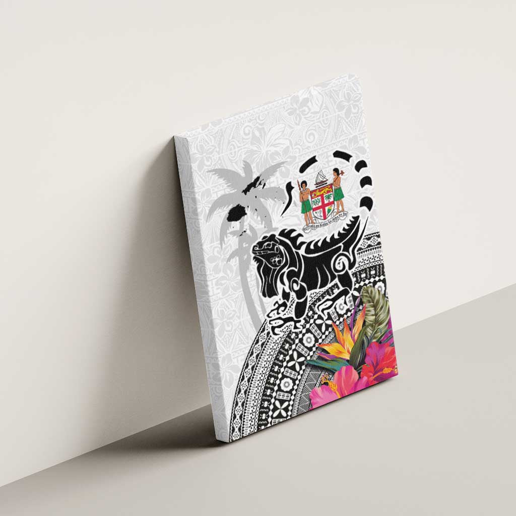 Fiji Iguana Canvas Wall Art Tapa Tribal Tattoo and Hibiscus LT03 - Polynesian Pride