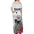 Fiji Iguana Off Shoulder Maxi Dress Tapa Tribal Tattoo and Hibiscus