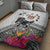 Fiji Iguana Quilt Bed Set Tapa Tribal Tattoo and Hibiscus