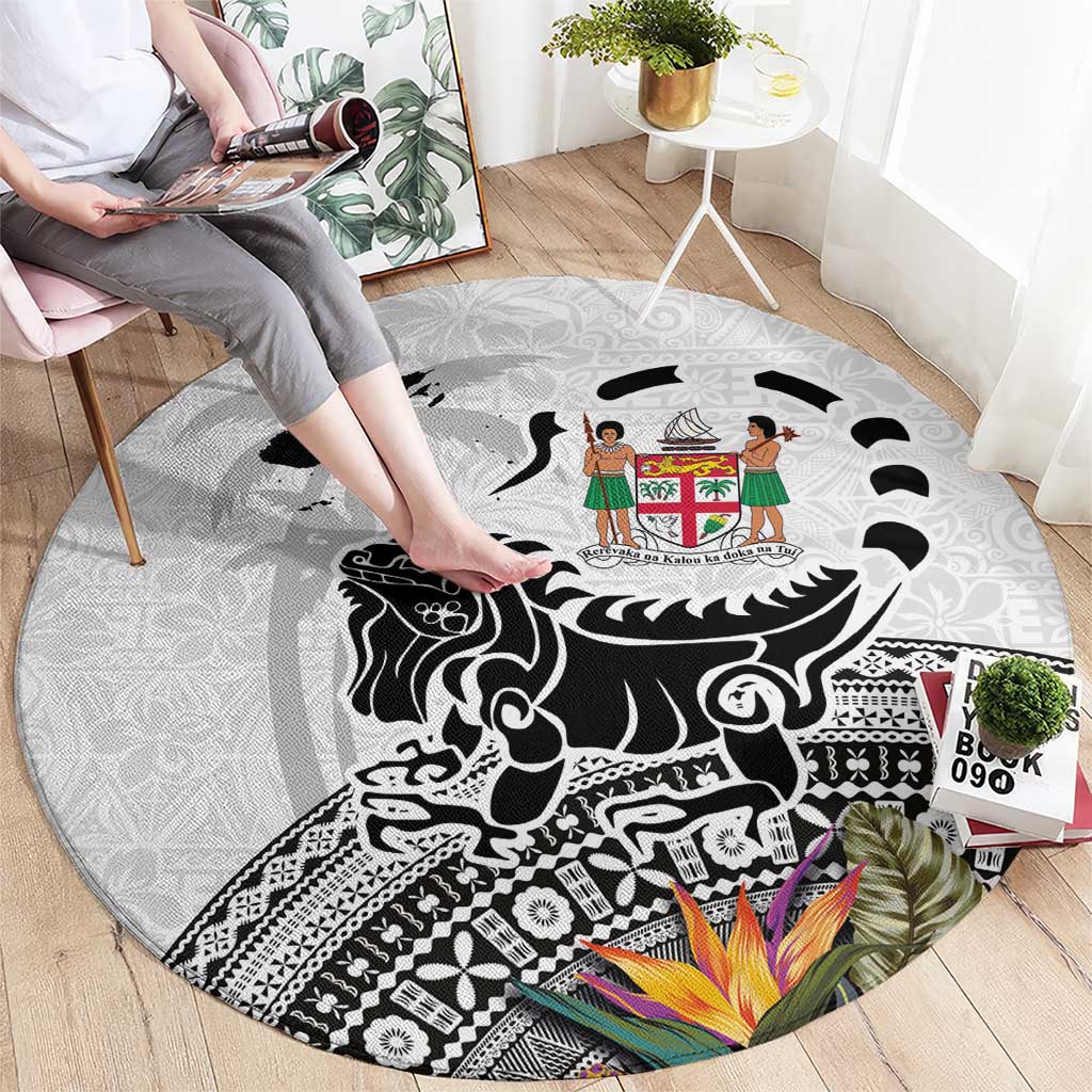 Fiji Iguana Round Carpet Tapa Tribal Tattoo and Hibiscus LT03 - Polynesian Pride