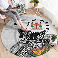Fiji Iguana Round Carpet Tapa Tribal Tattoo and Hibiscus LT03 - Polynesian Pride