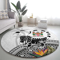 Fiji Iguana Round Carpet Tapa Tribal Tattoo and Hibiscus LT03 - Polynesian Pride
