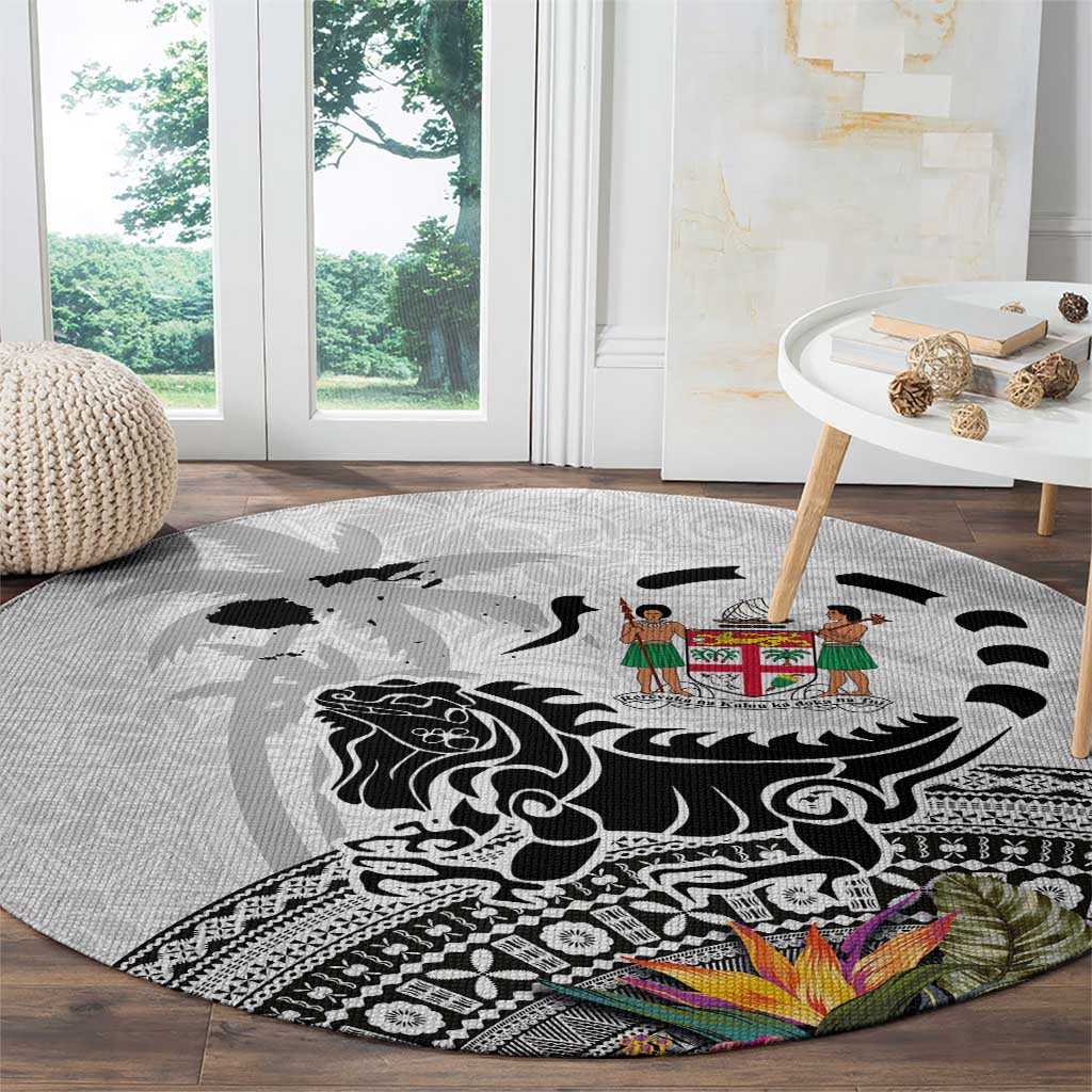Fiji Iguana Round Carpet Tapa Tribal Tattoo and Hibiscus LT03 - Polynesian Pride