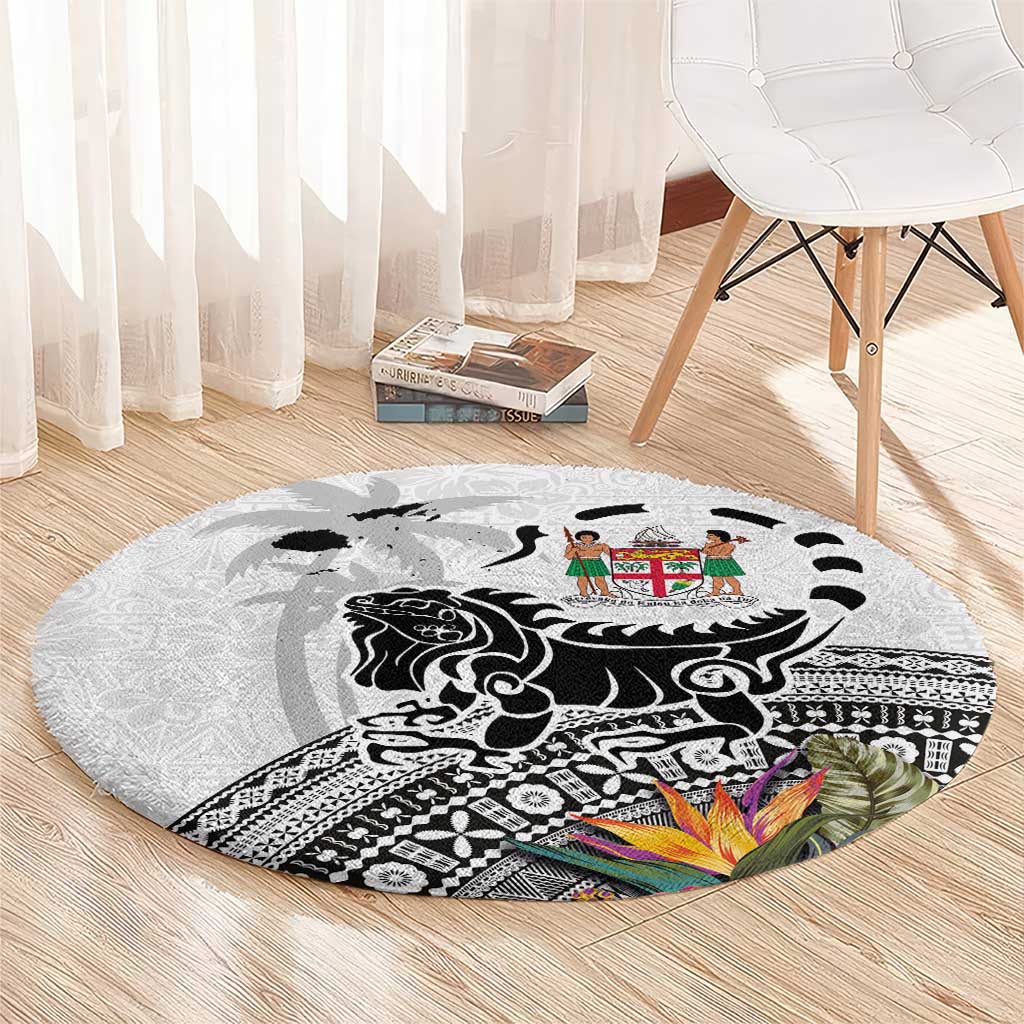 Fiji Iguana Round Carpet Tapa Tribal Tattoo and Hibiscus LT03 - Polynesian Pride