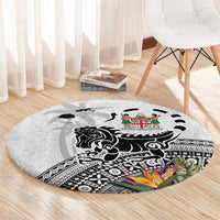 Fiji Iguana Round Carpet Tapa Tribal Tattoo and Hibiscus LT03 - Polynesian Pride