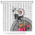 Fiji Iguana Shower Curtain Tapa Tribal Tattoo and Hibiscus