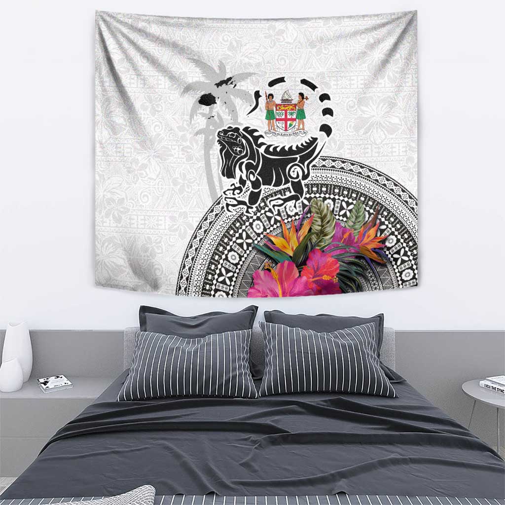 Fiji Iguana Tapestry Tapa Tribal Tattoo and Hibiscus LT03 - Polynesian Pride