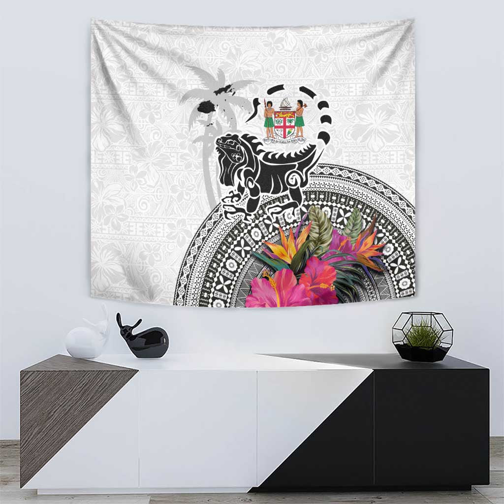 Fiji Iguana Tapestry Tapa Tribal Tattoo and Hibiscus LT03 - Polynesian Pride