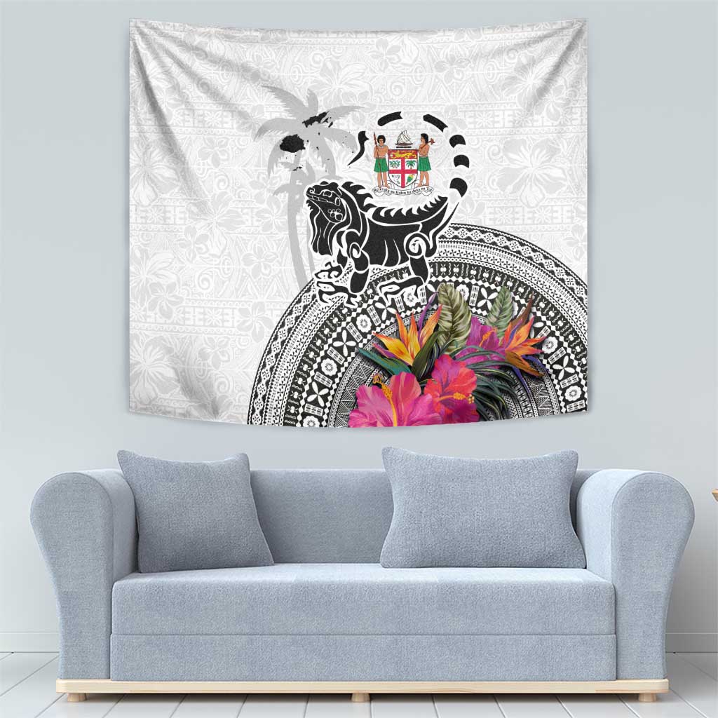 Fiji Iguana Tapestry Tapa Tribal Tattoo and Hibiscus LT03 - Polynesian Pride