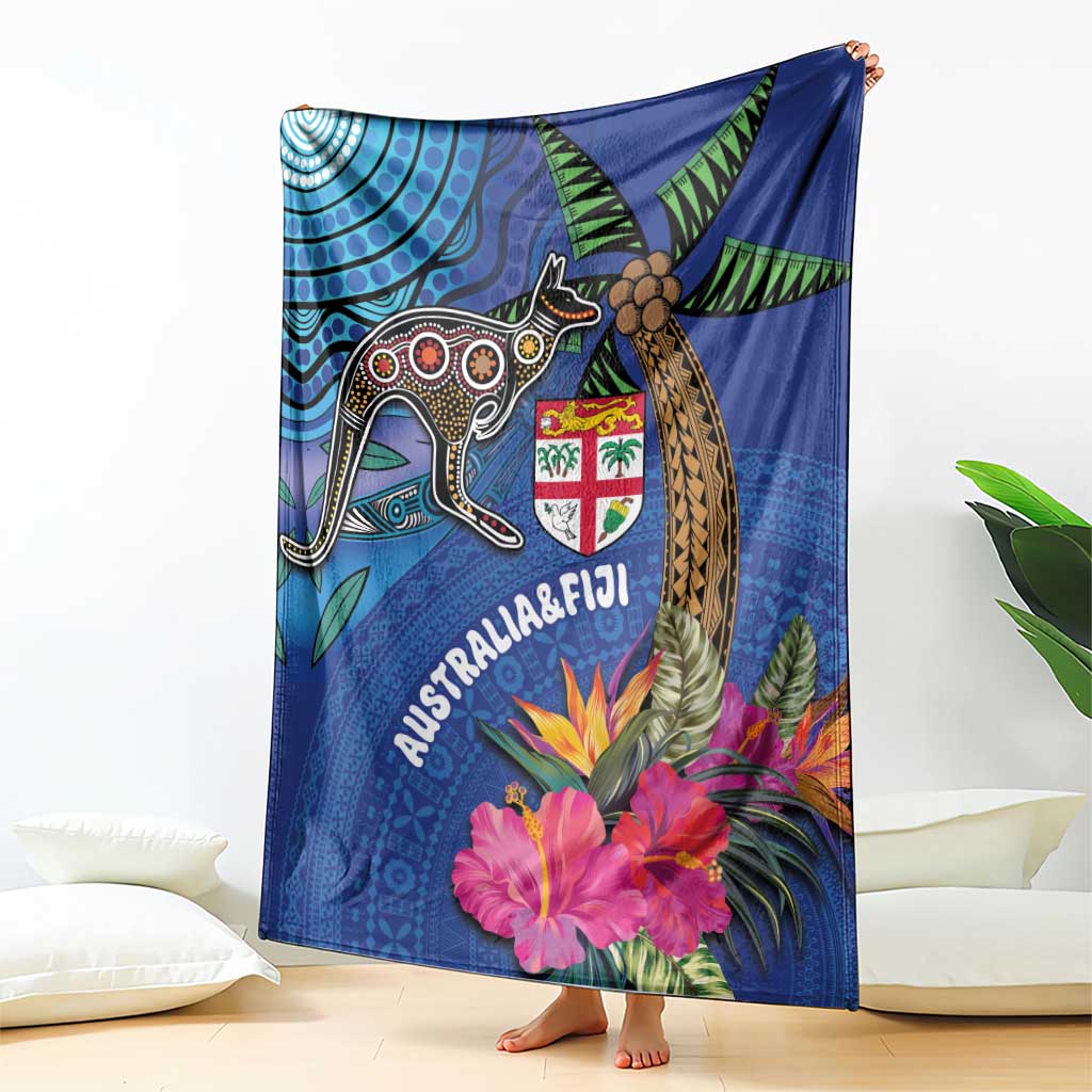 Fiji and Australia Together Blanket Aboriginal Kangaroo and Tapa Tribal Hibiscus LT03 - Polynesian Pride