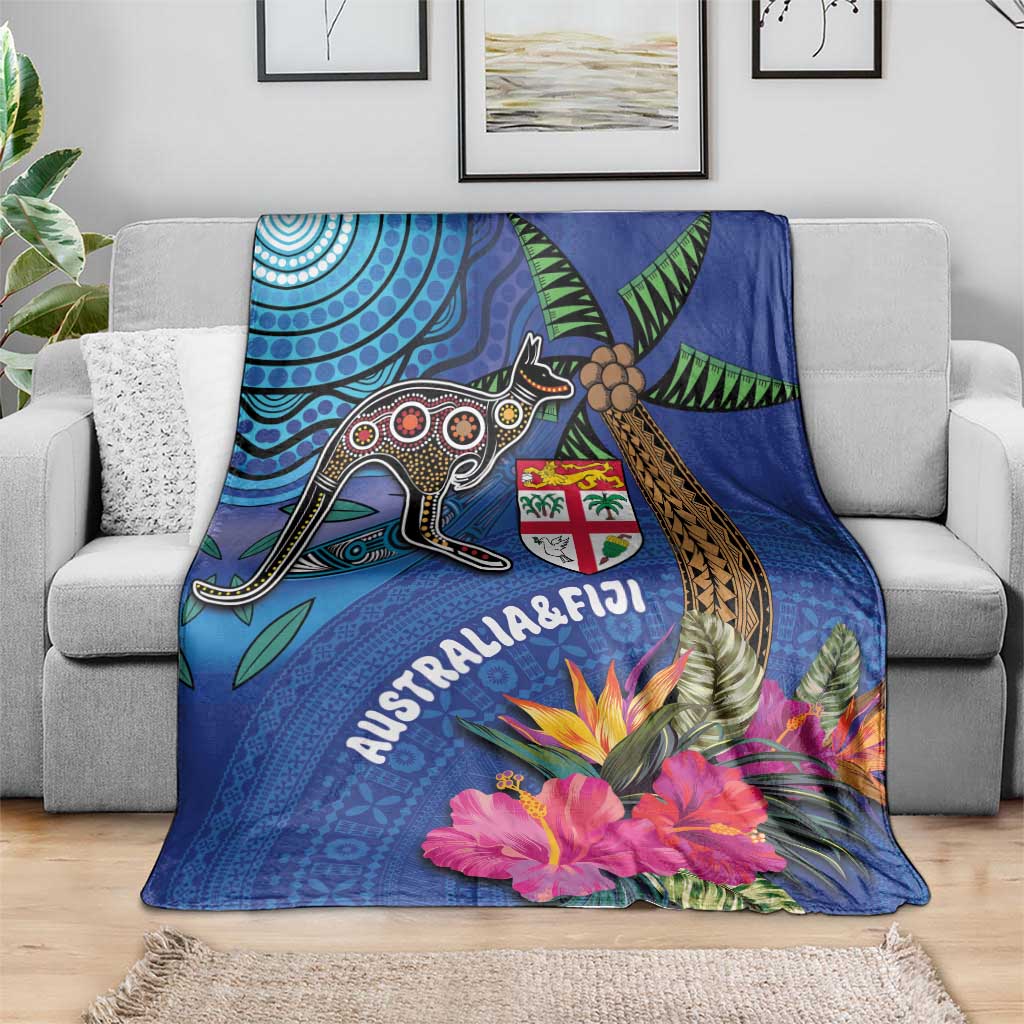 Fiji and Australia Together Blanket Aboriginal Kangaroo and Tapa Tribal Hibiscus LT03 - Polynesian Pride
