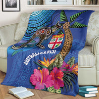 Fiji and Australia Together Blanket Aboriginal Kangaroo and Tapa Tribal Hibiscus LT03 - Polynesian Pride