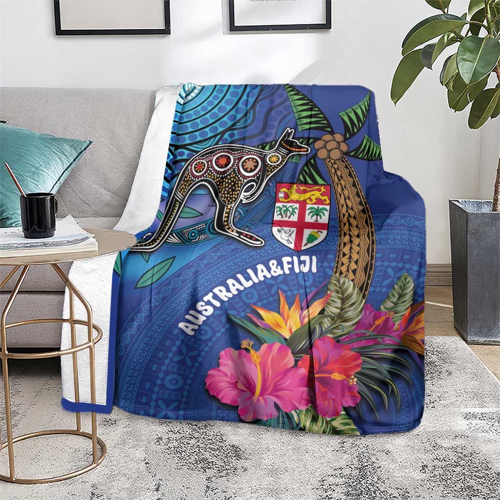 Fiji and Australia Together Blanket Aboriginal Kangaroo and Tapa Tribal Hibiscus LT03 - Polynesian Pride
