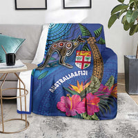 Fiji and Australia Together Blanket Aboriginal Kangaroo and Tapa Tribal Hibiscus LT03 - Polynesian Pride