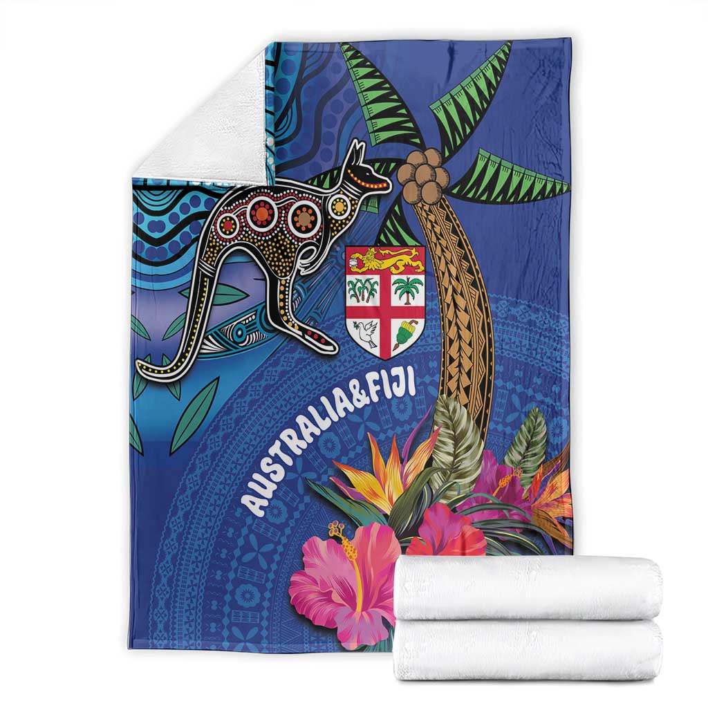 Fiji and Australia Together Blanket Aboriginal Kangaroo and Tapa Tribal Hibiscus LT03 - Polynesian Pride