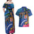 Fiji and Australia Together Couples Matching Off Shoulder Maxi Dress and Hawaiian Shirt Aboriginal Kangaroo and Tapa Tribal Hibiscus