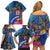 Fiji and Australia Together Family Matching Off Shoulder Short Dress and Hawaiian Shirt Aboriginal Kangaroo and Tapa Tribal Hibiscus