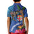 Fiji and Australia Together Kid Polo Shirt Aboriginal Kangaroo and Tapa Tribal Hibiscus